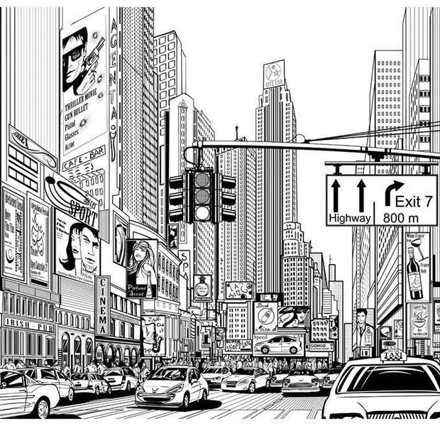 New York Wallpaper Wall Mural - Street In New York City