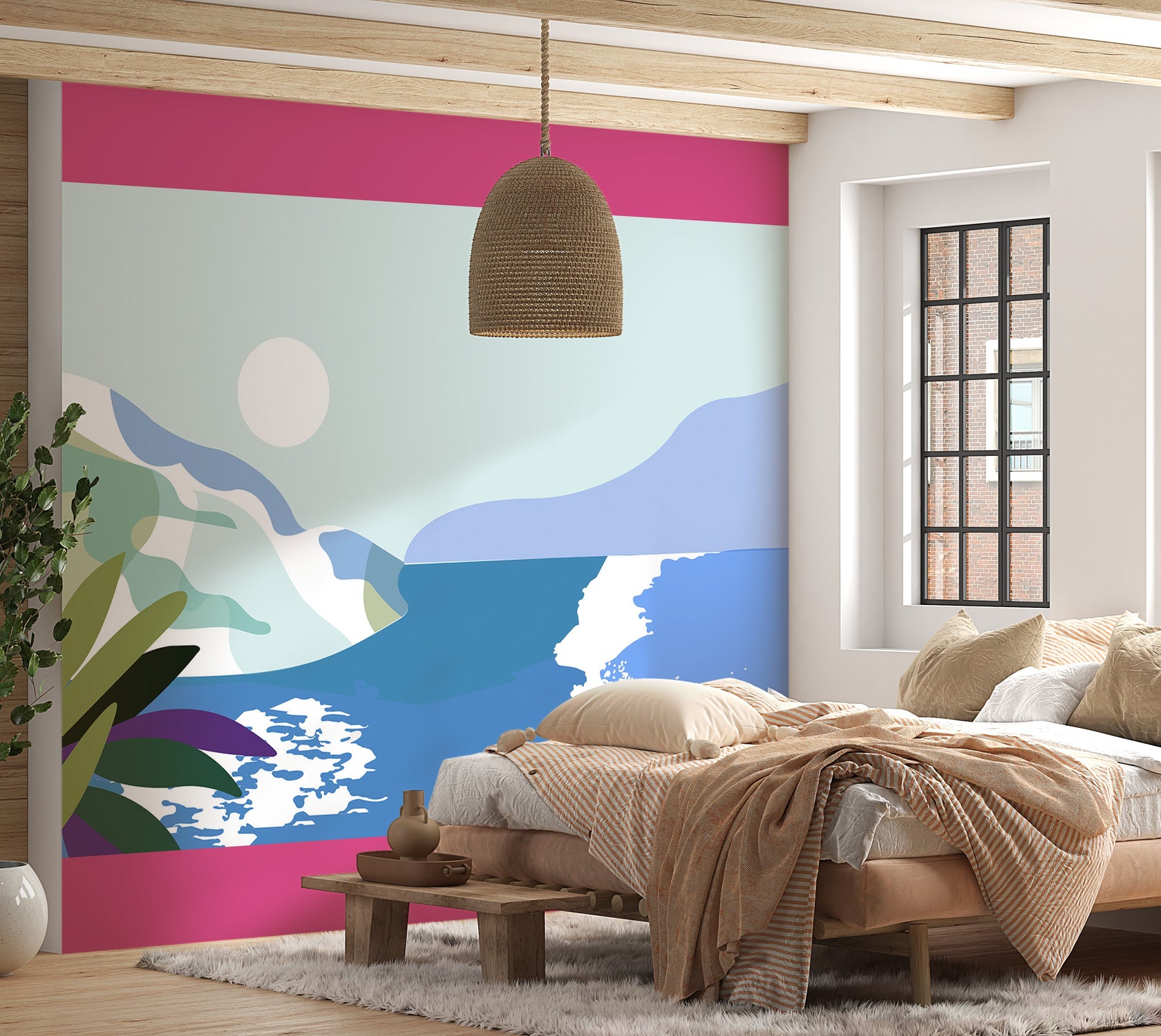 Peel & Stick Abstract Wall Mural - Modern Sea & Mountains - Removable Wall Decals-Tiptophomedecor