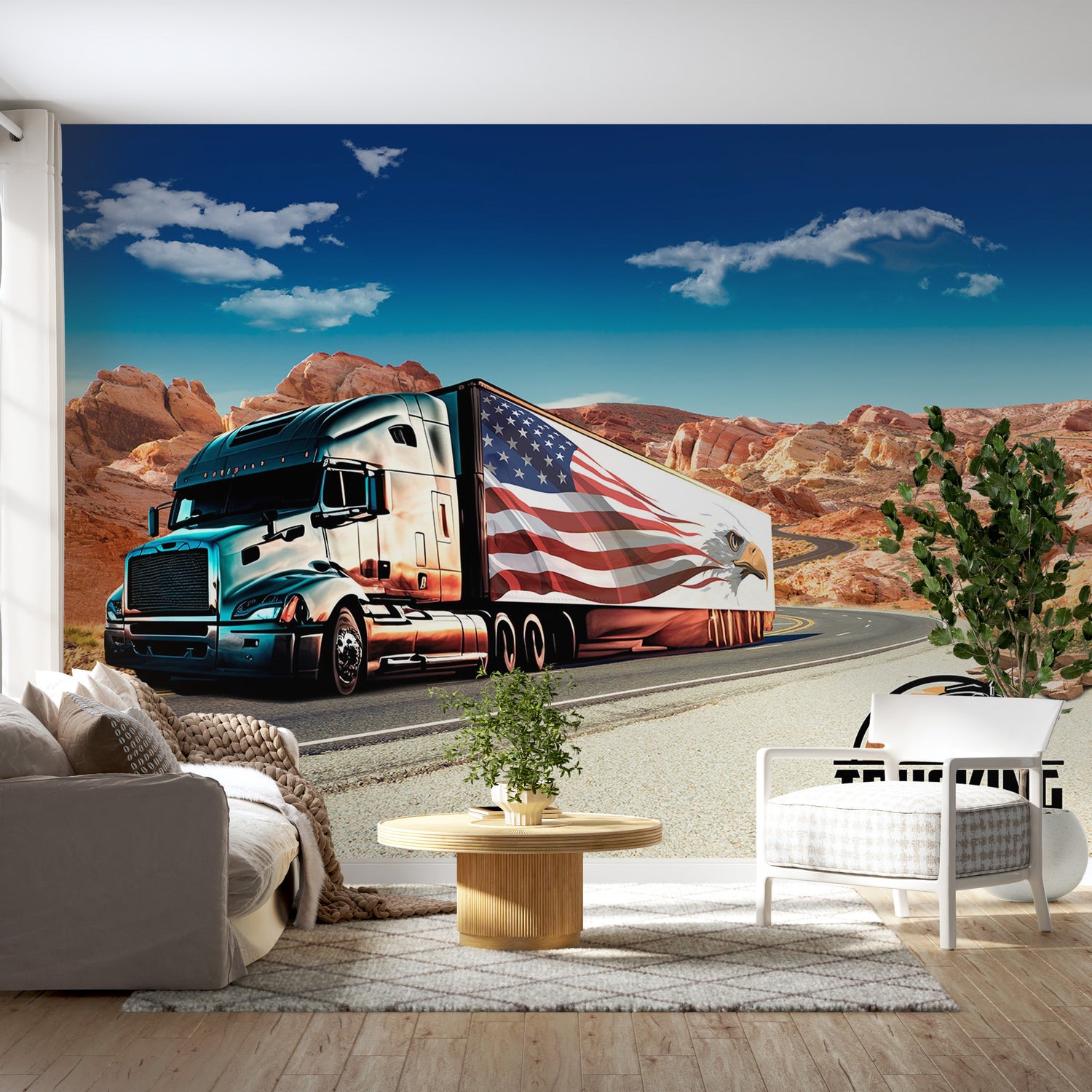 Peel & Stick Americana Wall Mural - Eagle Truck - Removable Wall Decals-Tiptophomedecor
