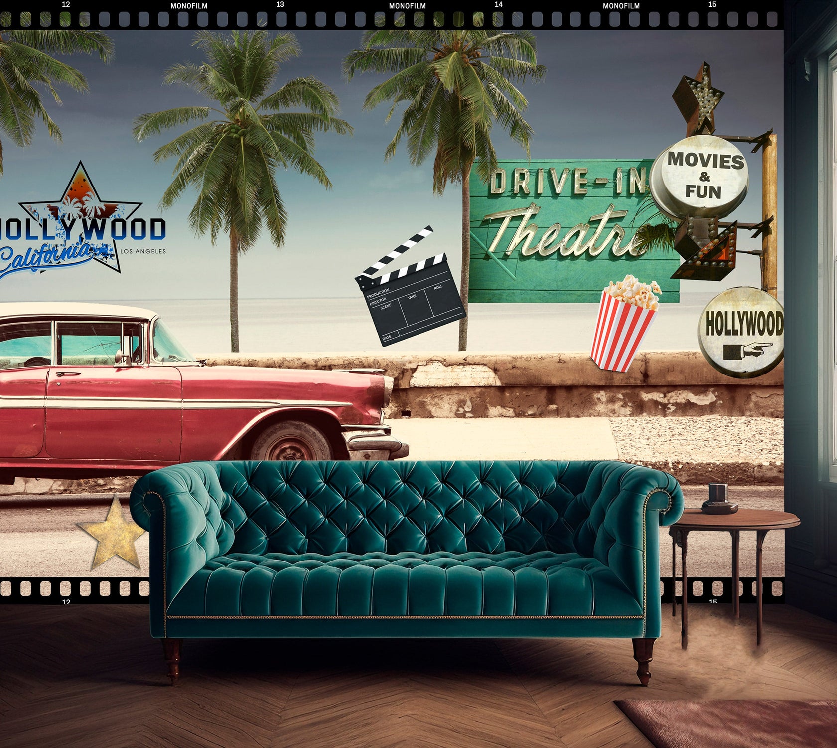 Peel & Stick Americana Wall Mural - On the Road to Hollywood - Removable Wall Decals-Tiptophomedecor
