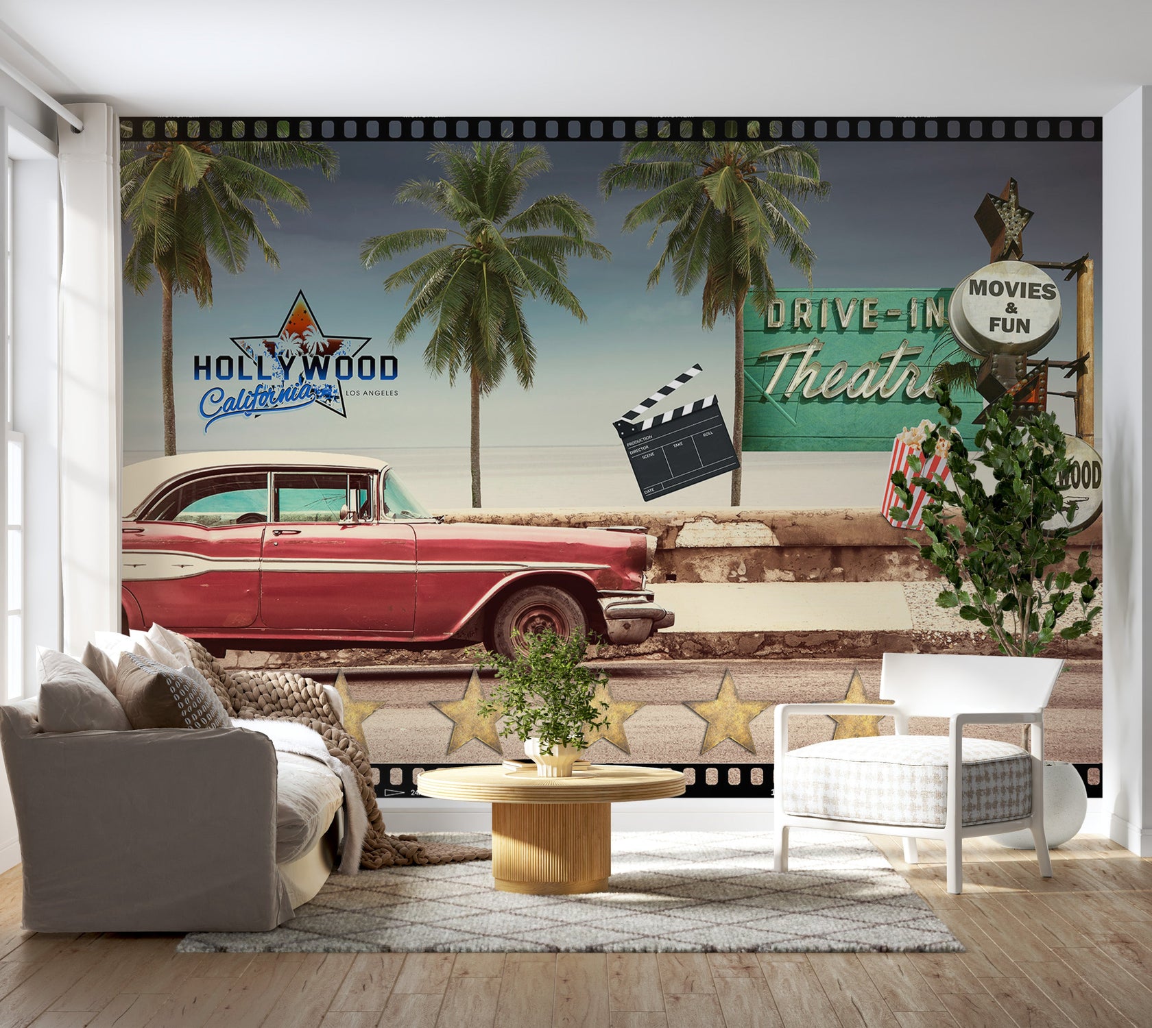 Peel & Stick Americana Wall Mural - On the Road to Hollywood - Removable Wall Decals-Tiptophomedecor