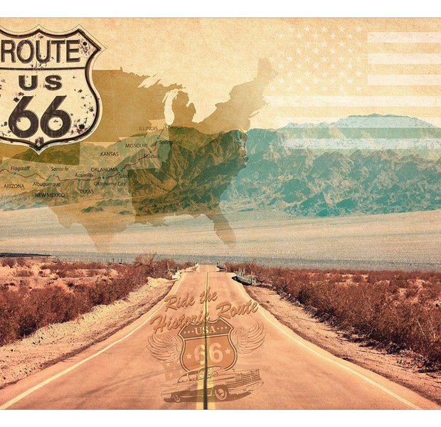 Peel & Stick Americana Wall Mural - Ride Route 66
