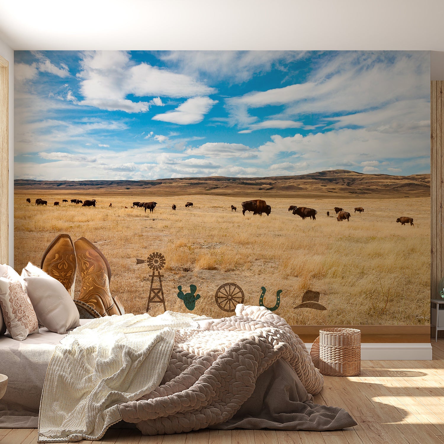Peel & Stick Landscape Wall Mural - Texas Ranch - Removable Wall Decals-Tiptophomedecor