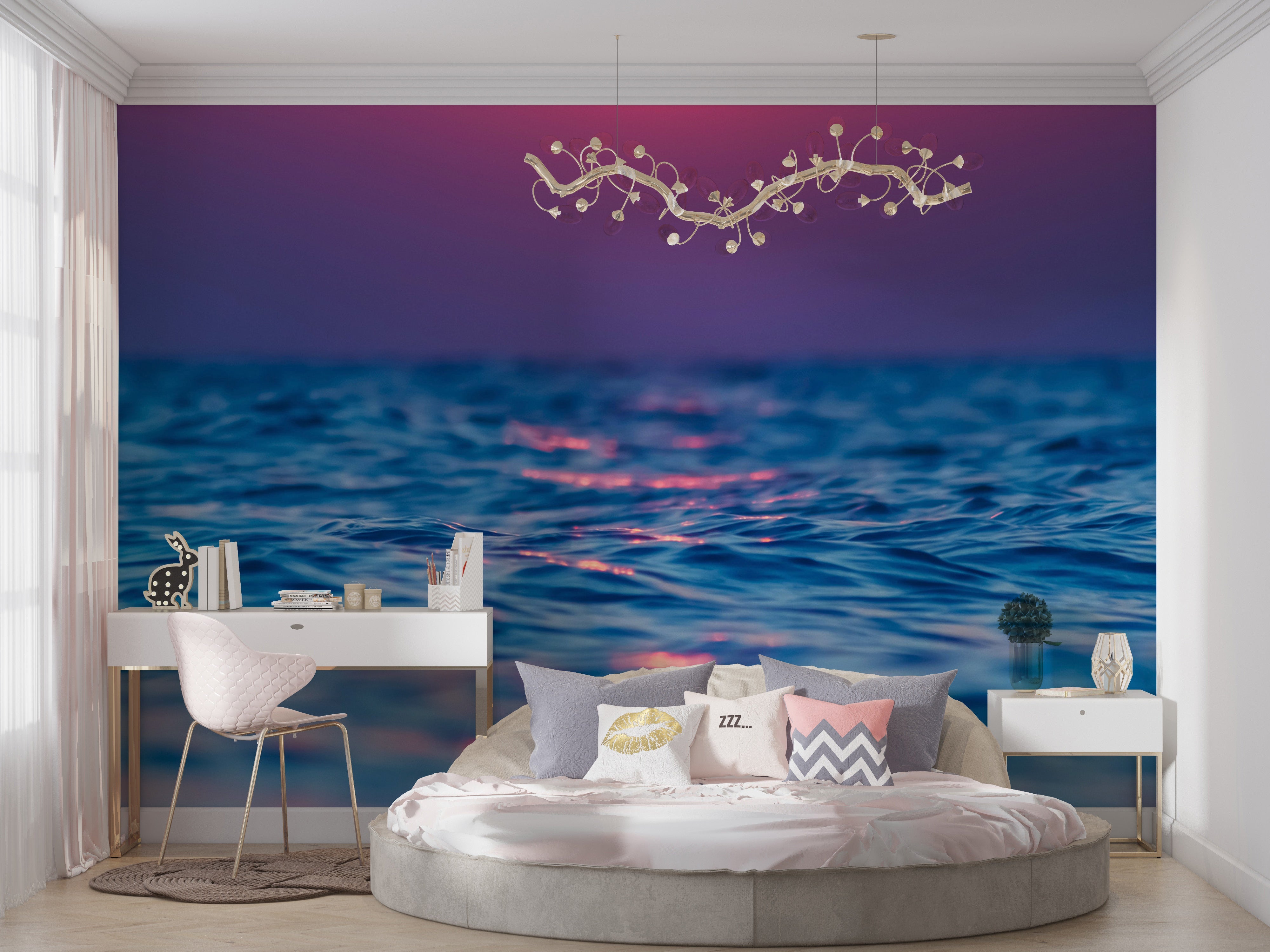 Peel & Stick Ocean Wall Mural - Vibrant Sea in Gradients - Removable Wall Decals-Tiptophomedecor