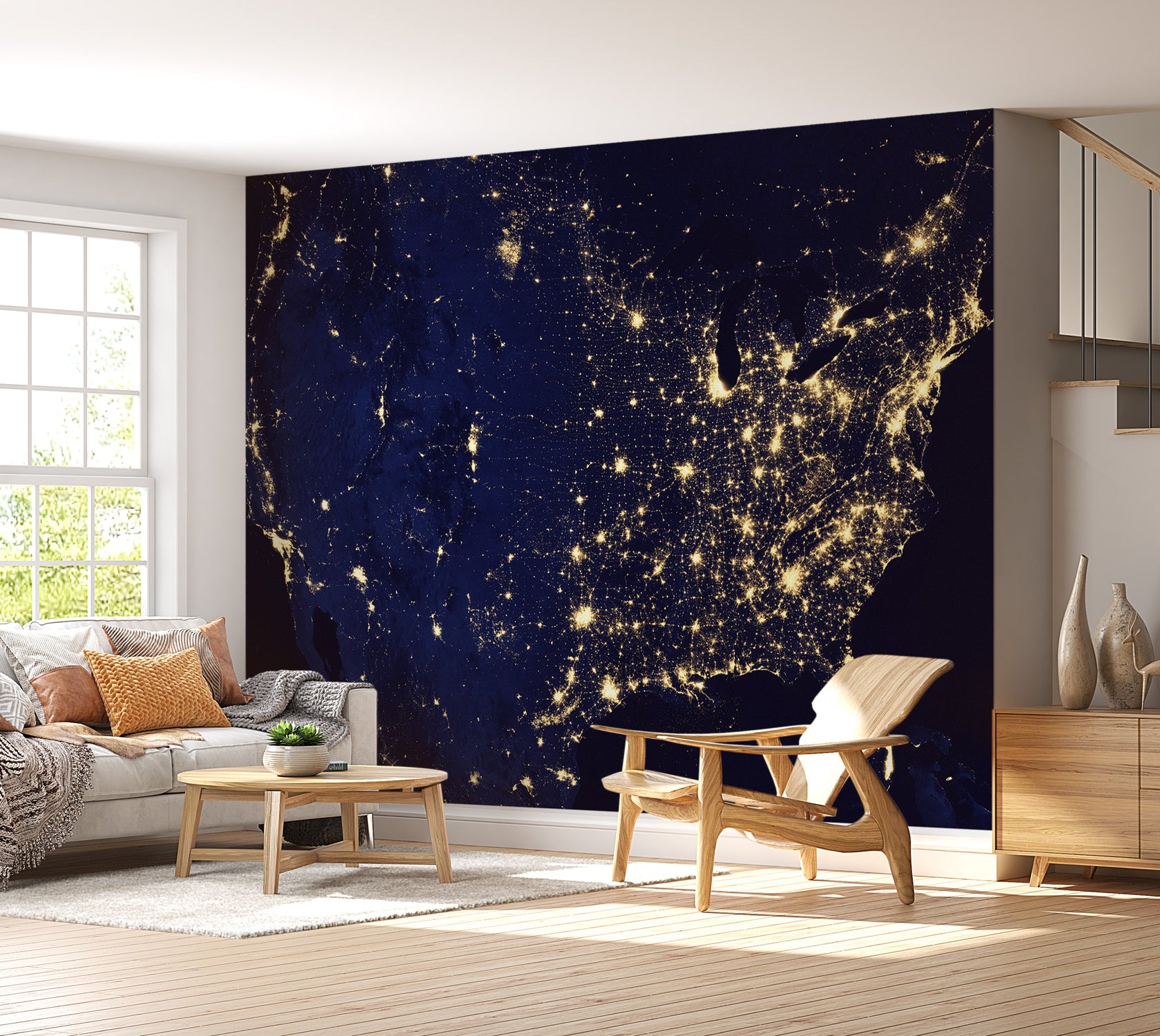 Peel & Stick Space Wall Mural - United States From Space - Removable Wall Decals-Tiptophomedecor