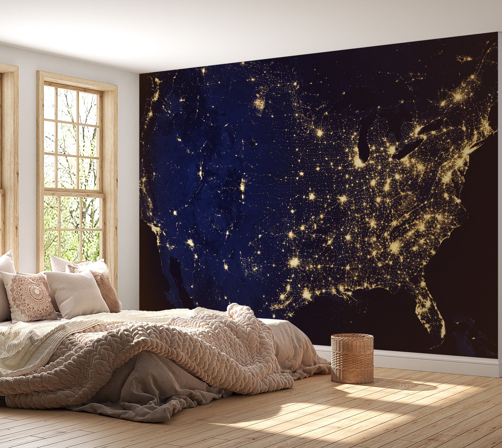 Peel & Stick Space Wall Mural - United States From Space - Removable Wall Decals-Tiptophomedecor