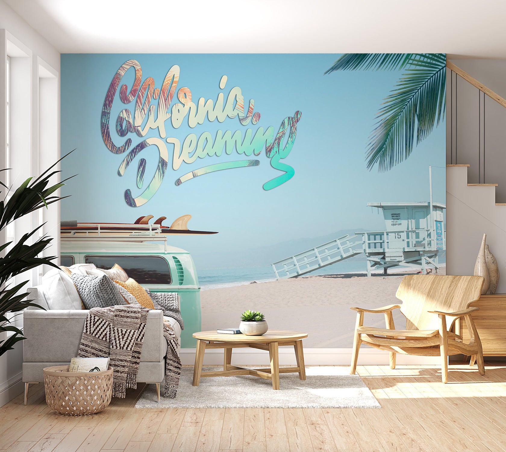 Peel & Stick Surf Wall Mural - California Dreaming - Removable Wall Decals-Tiptophomedecor