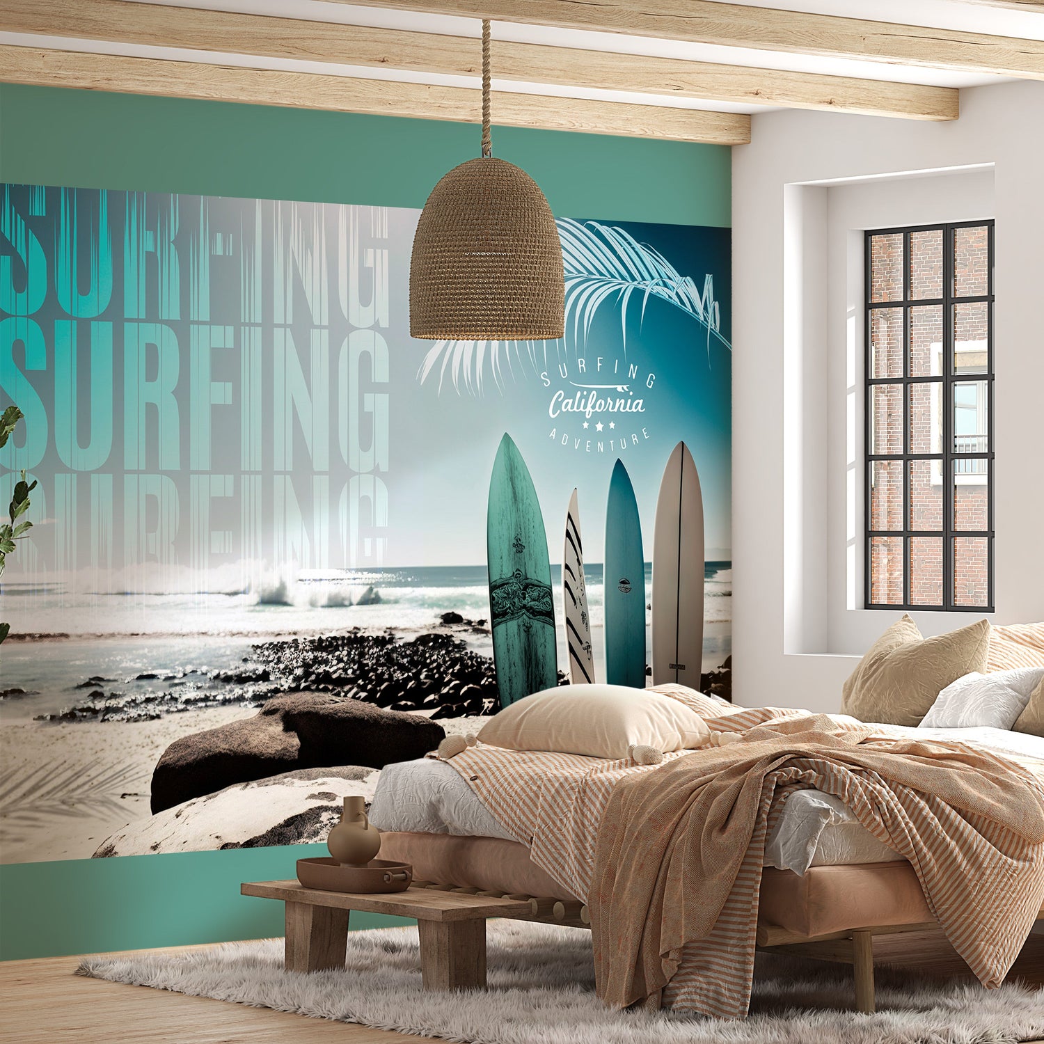 Peel & Stick Surf Wall Mural - California Surfing Adventure - Removable Wall Decals-Tiptophomedecor