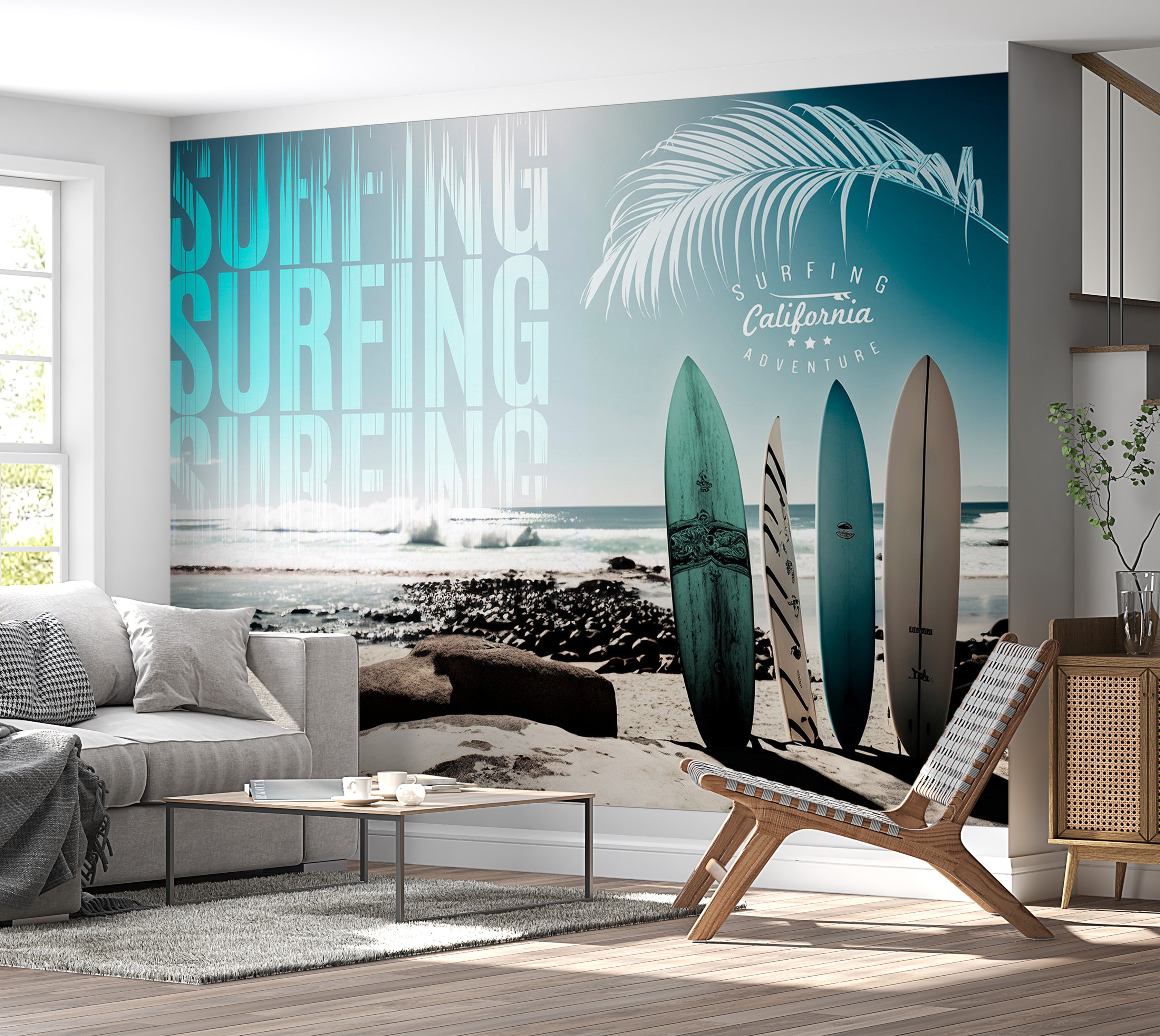 Peel & Stick Surf Wall Mural - California Surfing Adventure