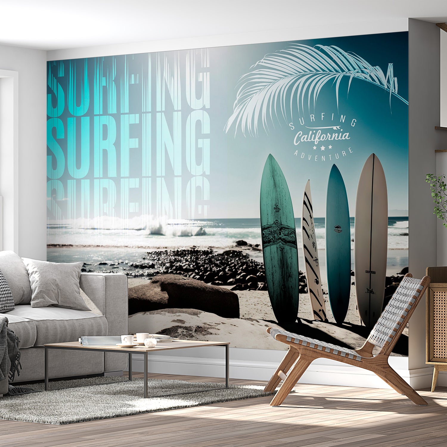 Peel & Stick Surf Wall Mural - California Surfing Adventure - Removable Wall Decals