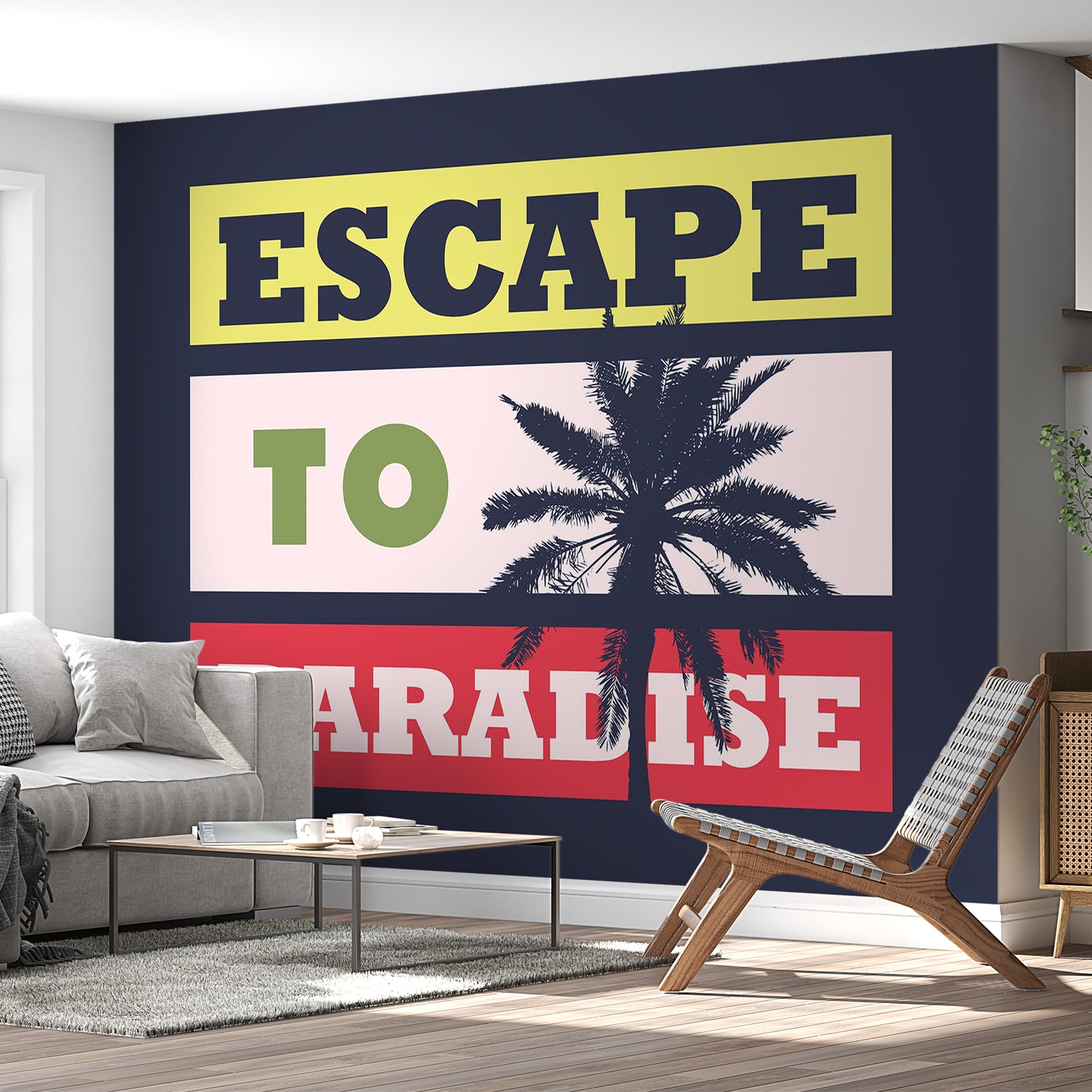 Peel & Stick Tropical Wall Mural - Escape To Paradise - Removable Wall Decals