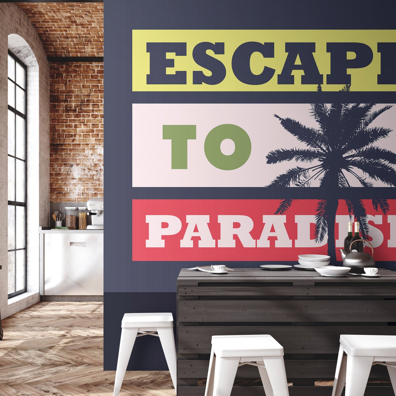 Peel & Stick Tropical Wall Mural - Escape To Paradise - Removable Wall Decals-Tiptophomedecor