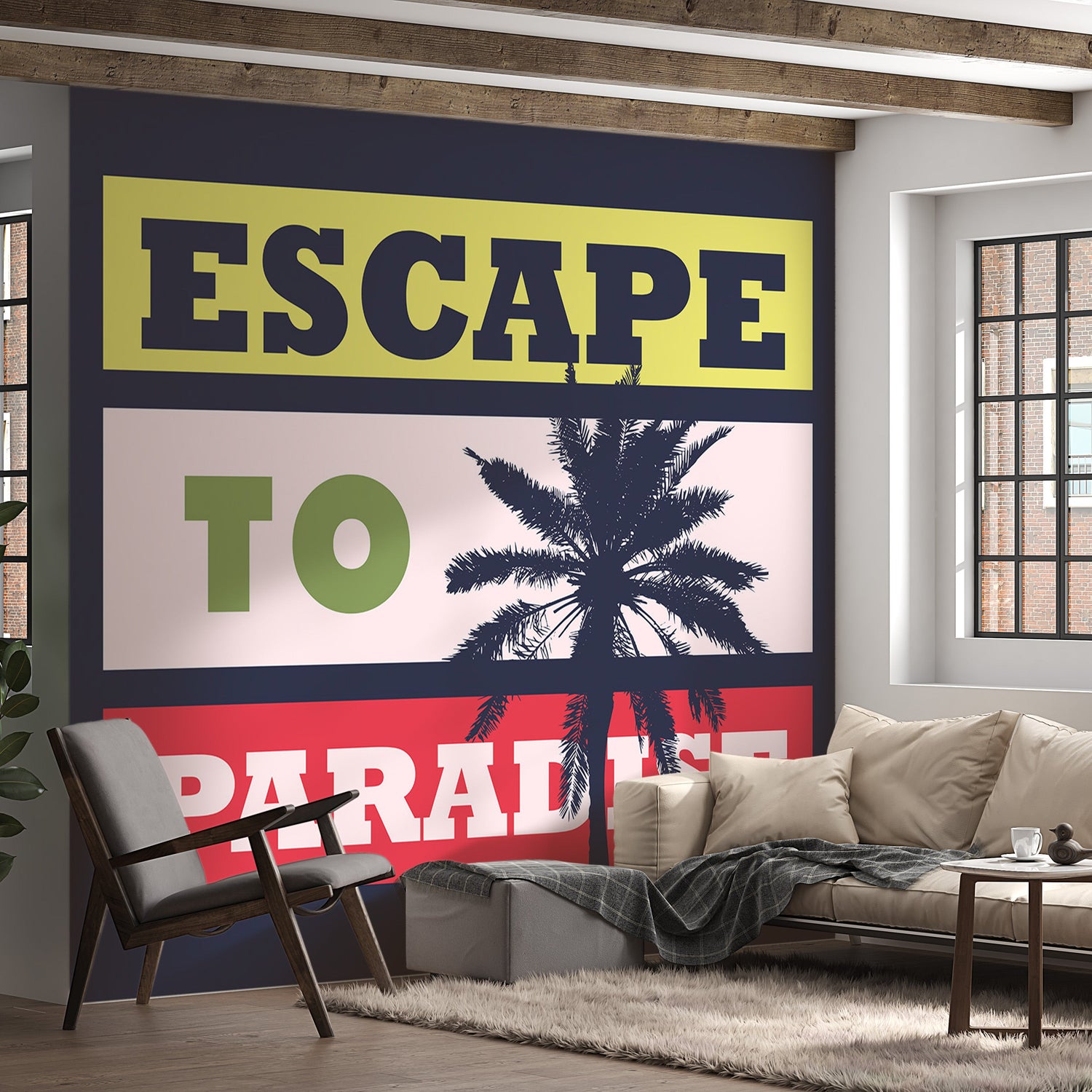 Peel & Stick Tropical Wall Mural - Escape To Paradise - Removable Wall Decals-Tiptophomedecor