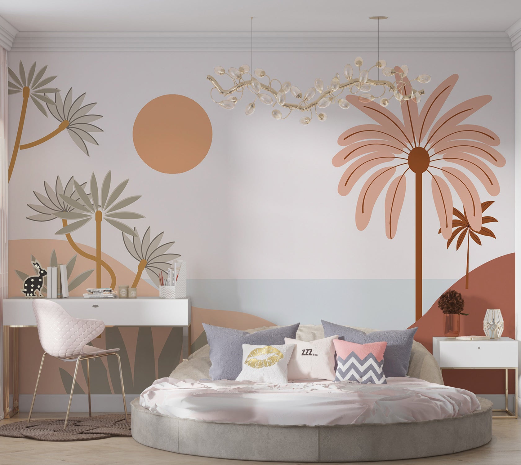 Peel & Stick Tropical Wall Mural - Mid Century Sea View - Removable Wall Decals-Tiptophomedecor