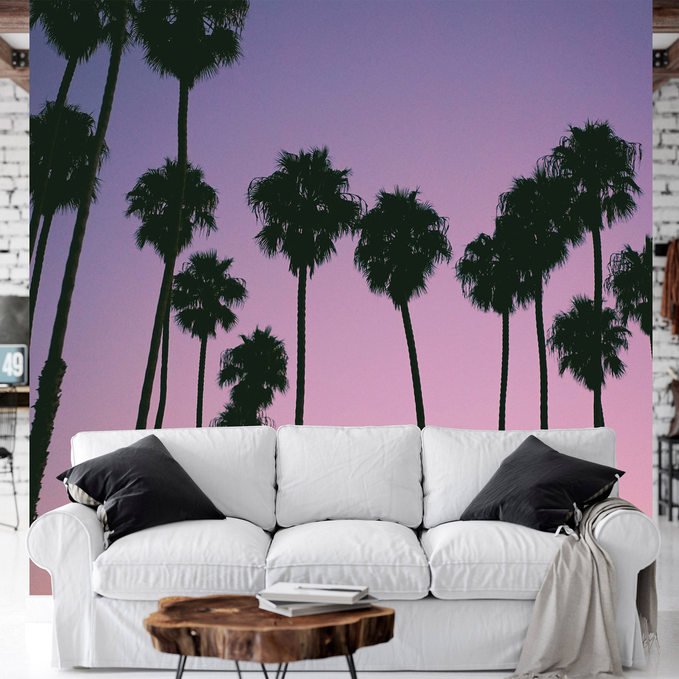 Peel & Stick Tropical Wall Mural - Purple Sunset - Removable Wall Decals-Tiptophomedecor