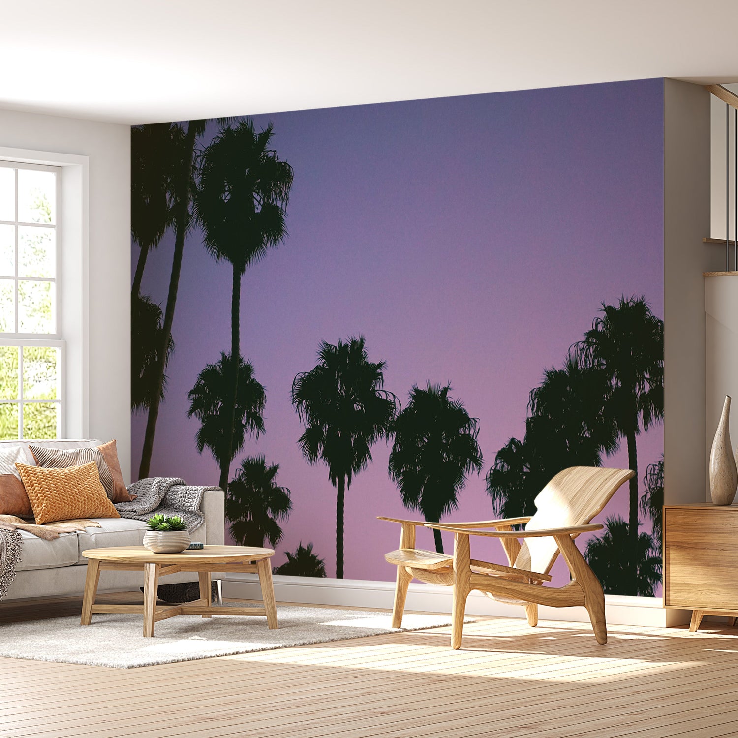 Peel & Stick Tropical Wall Mural - Purple Sunset - Removable Wall Decals-Tiptophomedecor