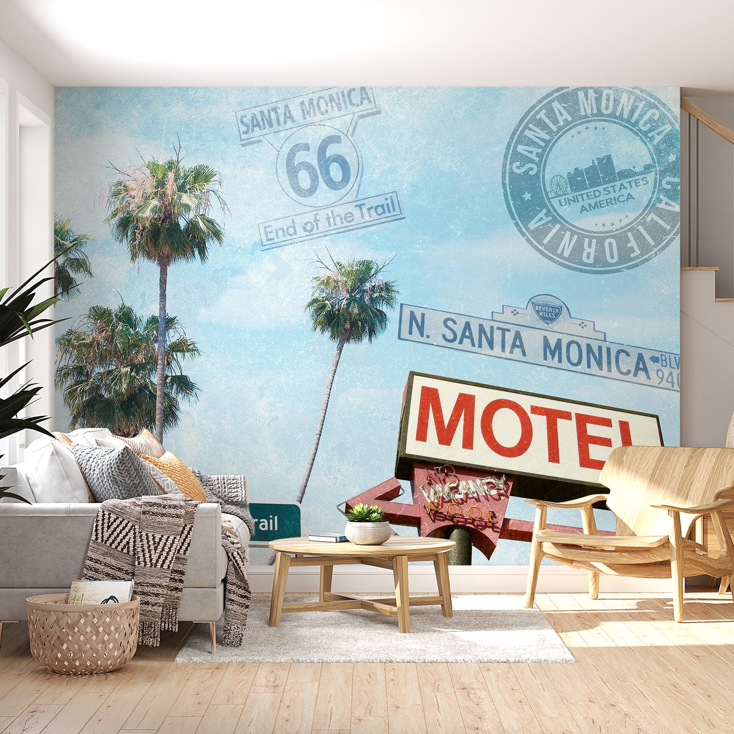 Peel & Stick Tropical Wall Mural - Santa Monica Collage - Removable Wall Decals-Tiptophomedecor