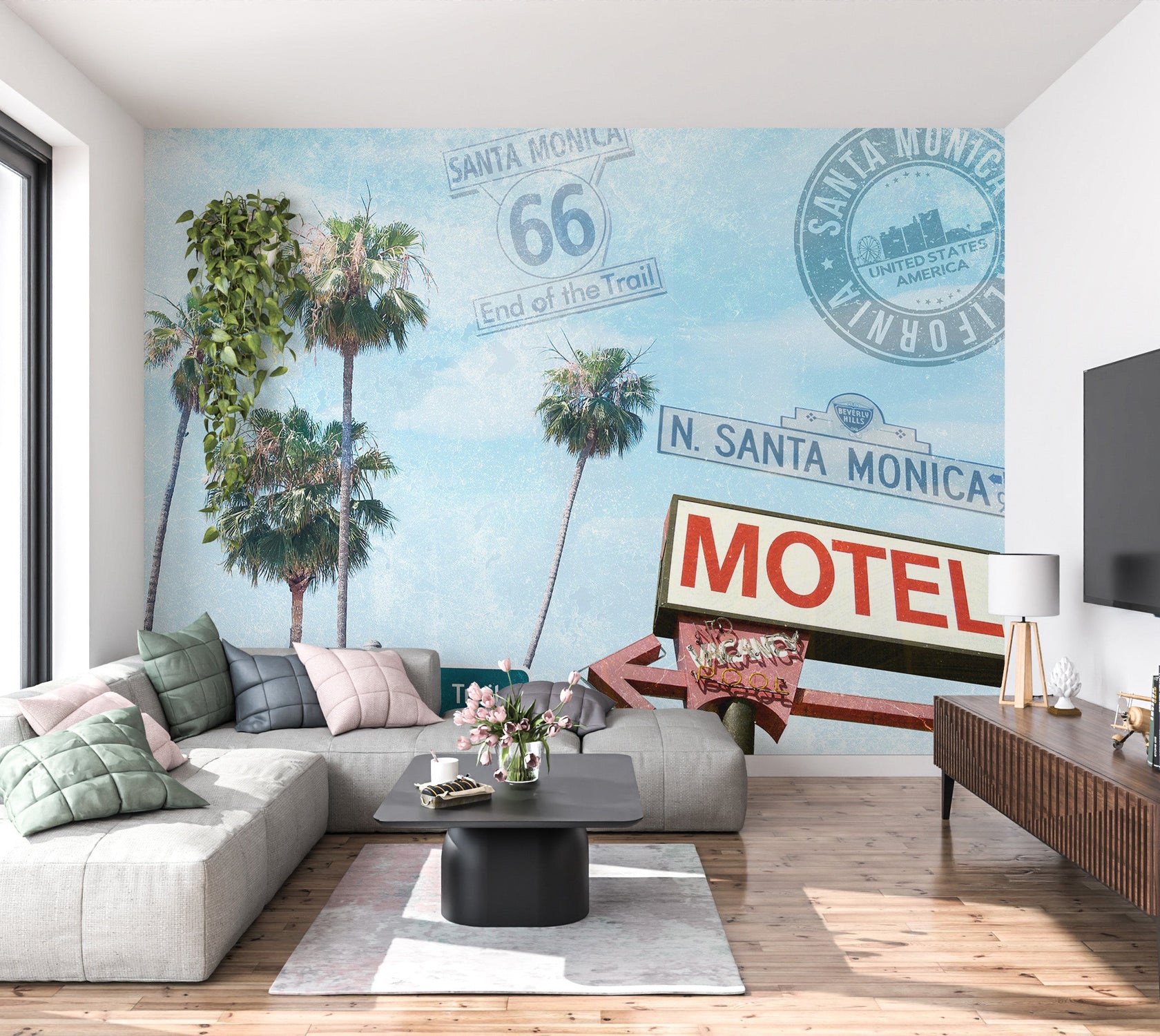 Peel & Stick Tropical Wall Mural - Santa Monica Collage - Removable Wall Decals-Tiptophomedecor