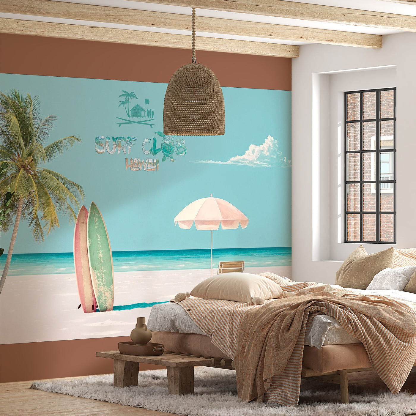 Peel & Stick Tropical Wall Mural - Surf Club Hawaii - Removable Wall Decals-Tiptophomedecor