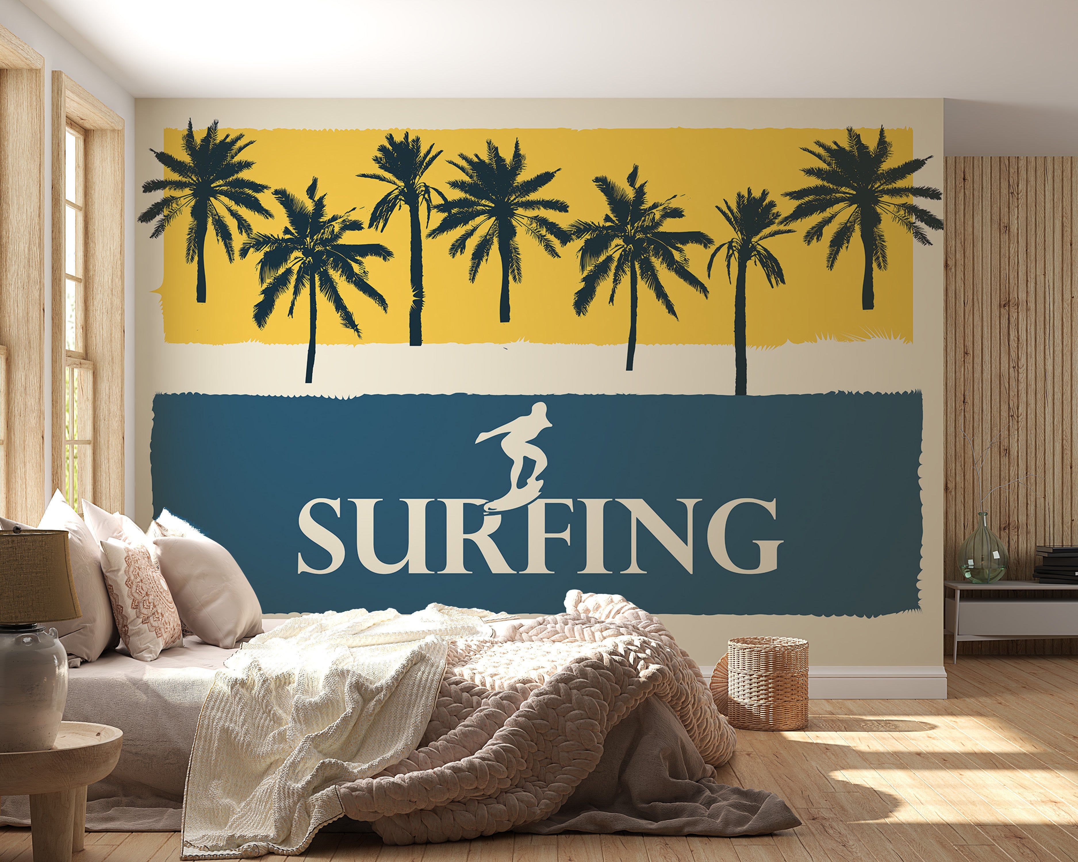 Peel & Stick Tropical Wall Mural - Surfing - Removable Wall Decals-Tiptophomedecor