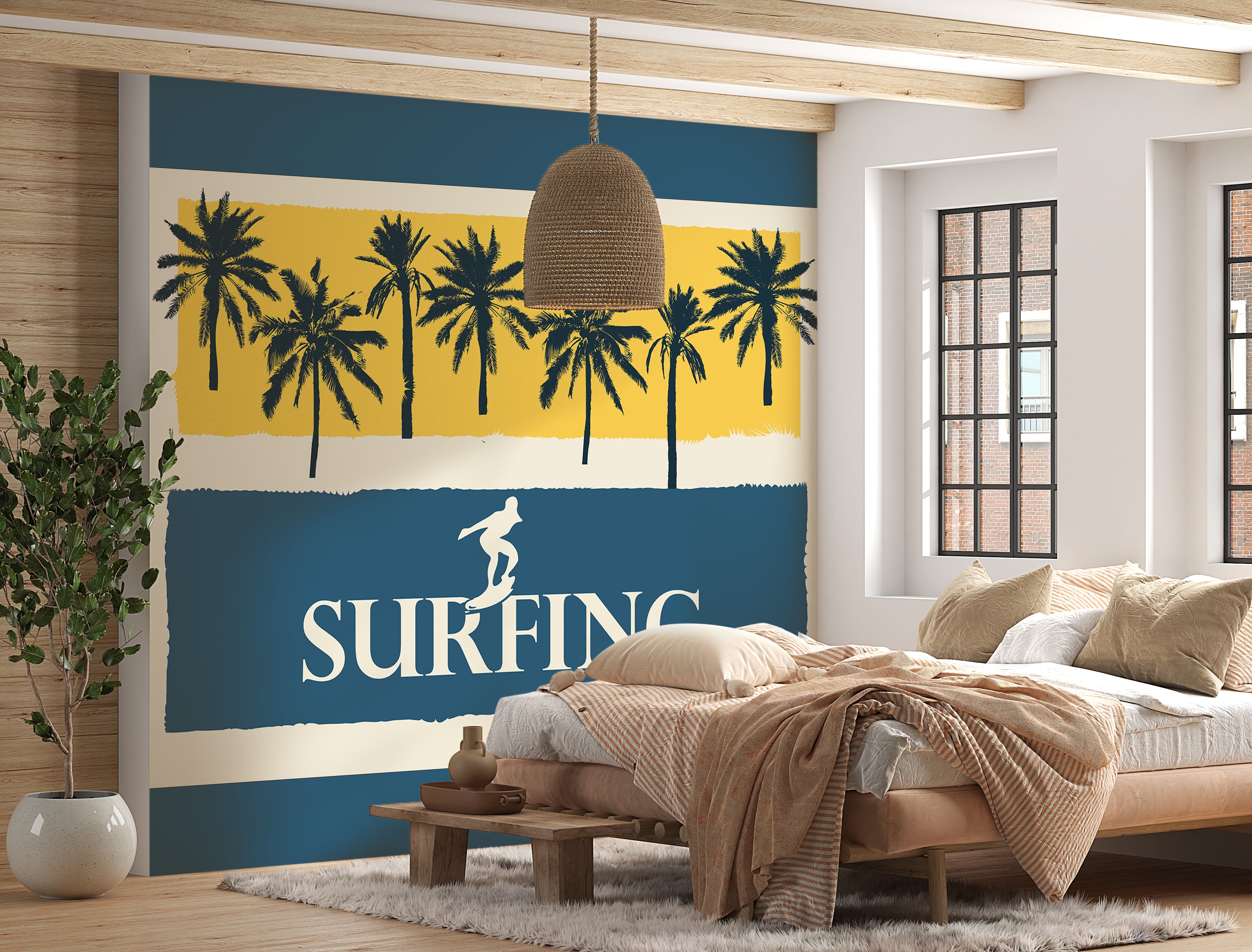 Peel & Stick Tropical Wall Mural - Surfing - Removable Wall Decals-Tiptophomedecor