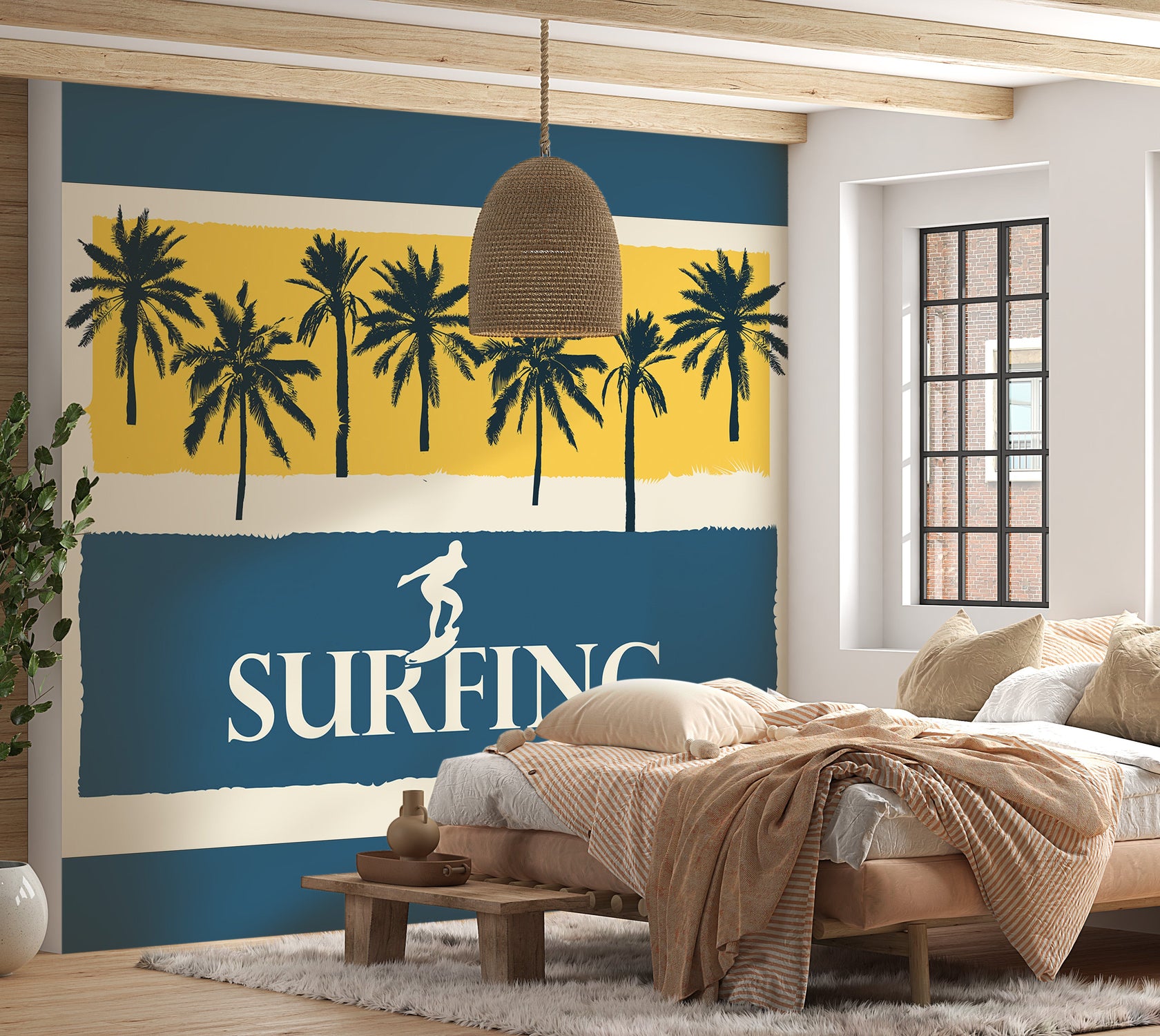 Peel & Stick Tropical Wall Mural - Surfing - Removable Wall Decals-Tiptophomedecor