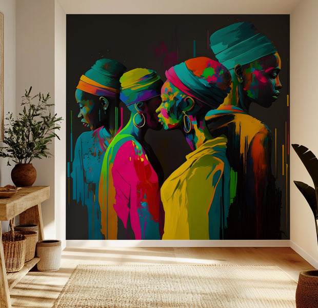 Premium Wallpaper Wall Mural - Colorful African Women