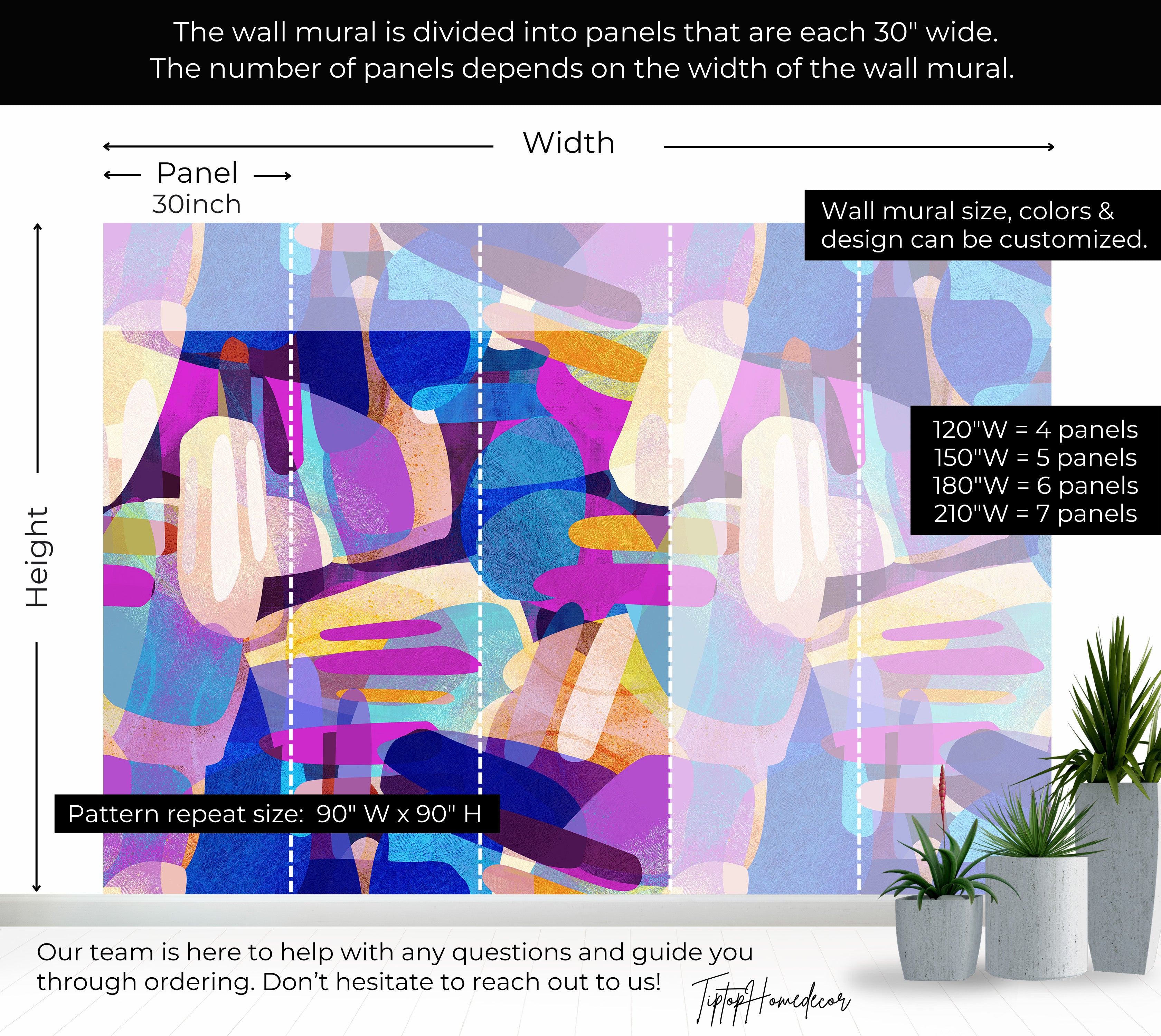 Premium Wallpaper Wall Mural - Random Shapes Violet