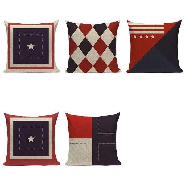 Red Dark Blue Cushion Covers