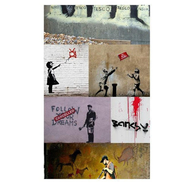Repeating Wallpaper Roll - Banksy - A Collage - 32.8'L x 19.7"W
