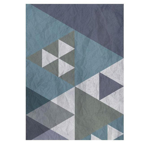 Repeating Wallpaper Roll - Blue Patchwork - 32.8'L x 19.7"W