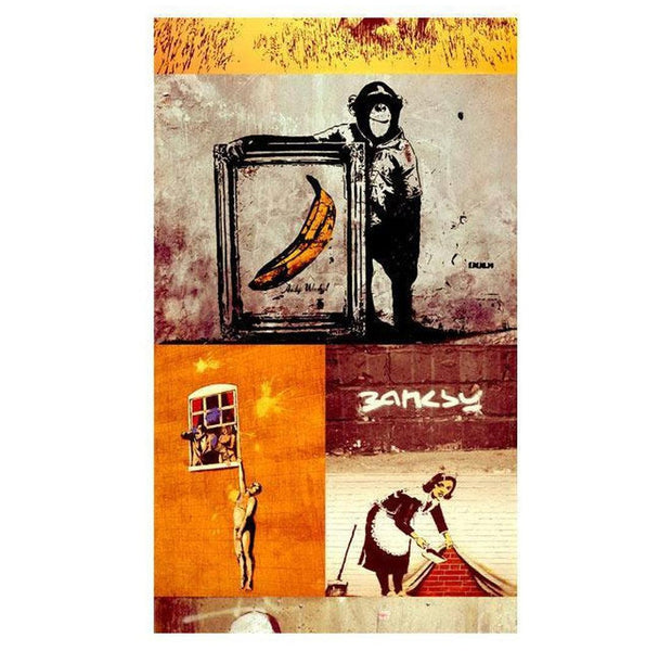 Repeating Wallpaper Roll - Collage - Banksy - 32.8'L x 19.7"W