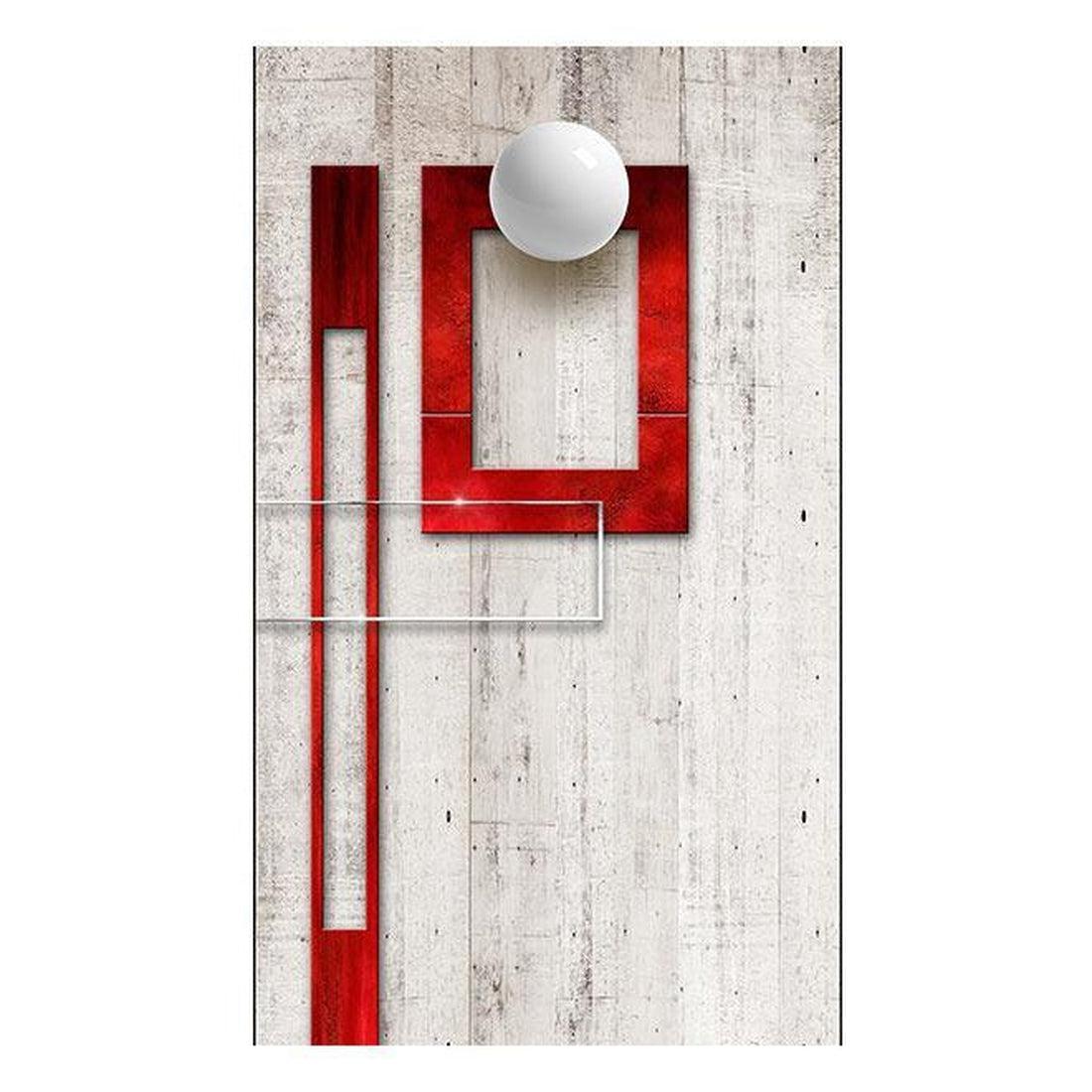 Repeating Wallpaper Roll - Concrete, Red Frames And White Knobs - 32.8'L x 19.7"W