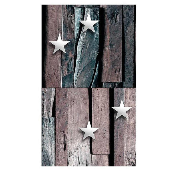 Repeating Wallpaper Roll - Stars On Wood - 32.8'L x 19.7"W