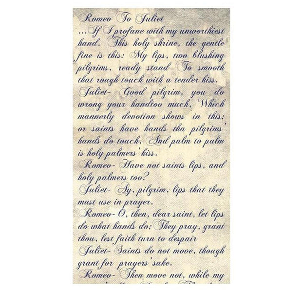 Repeating Wallpaper Roll - Verses Of Love Romeo & Juliet - 32.8'L x 19.7"W