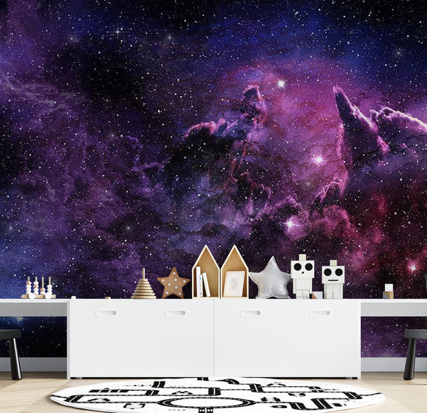 Space Wallpaper Wall Mural - Purple Nebula
