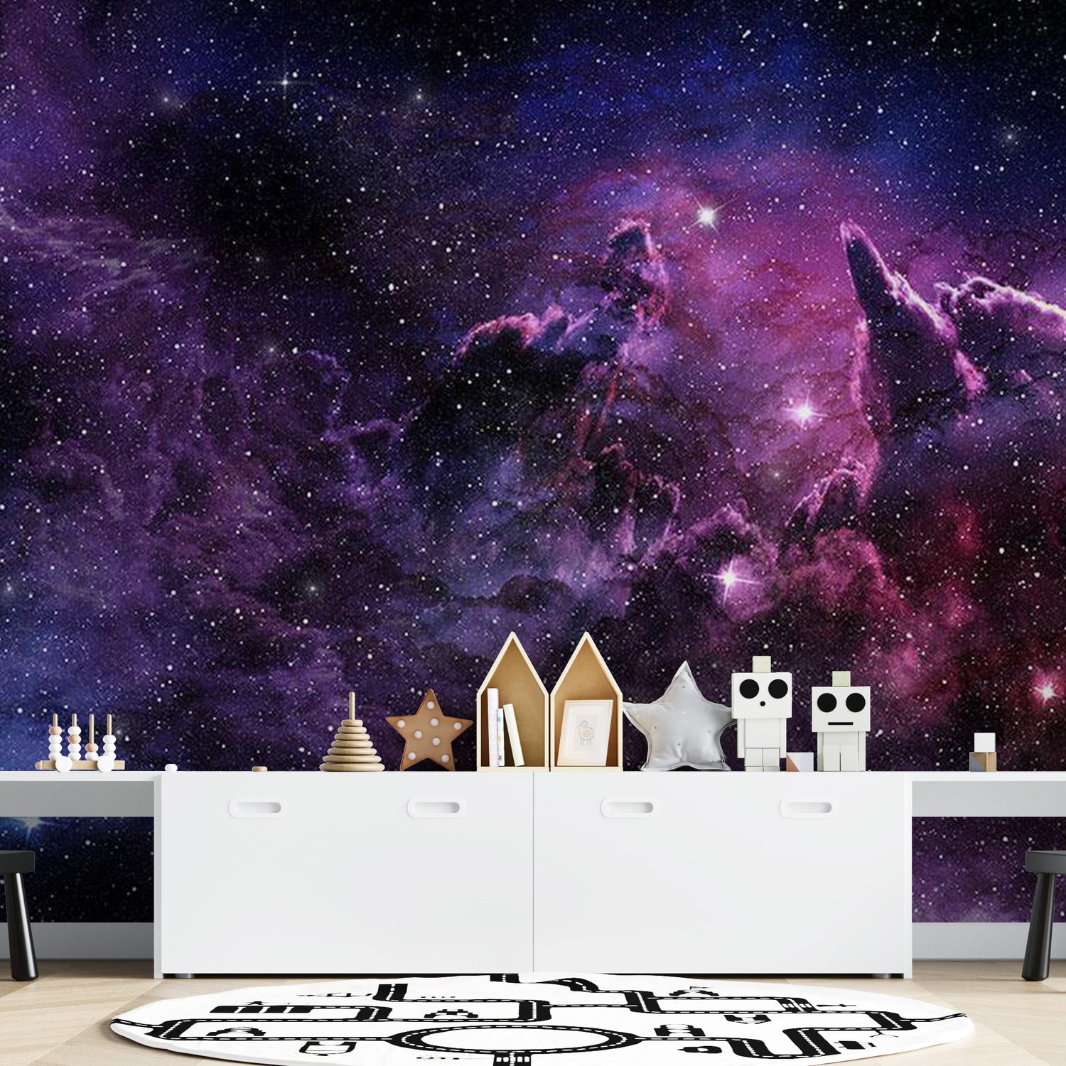 Space Wallpaper Wall Mural - Purple Nebula