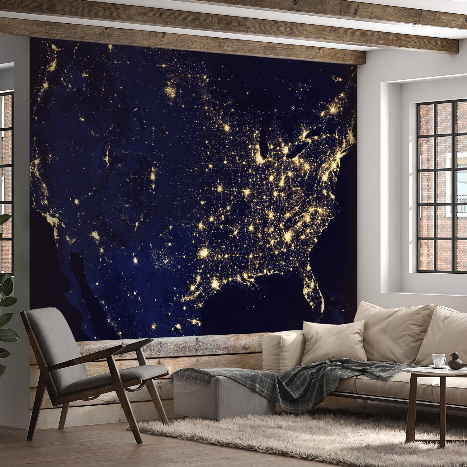 Space Wallpaper Wall Mural - United States From Space-Tiptophomedecor