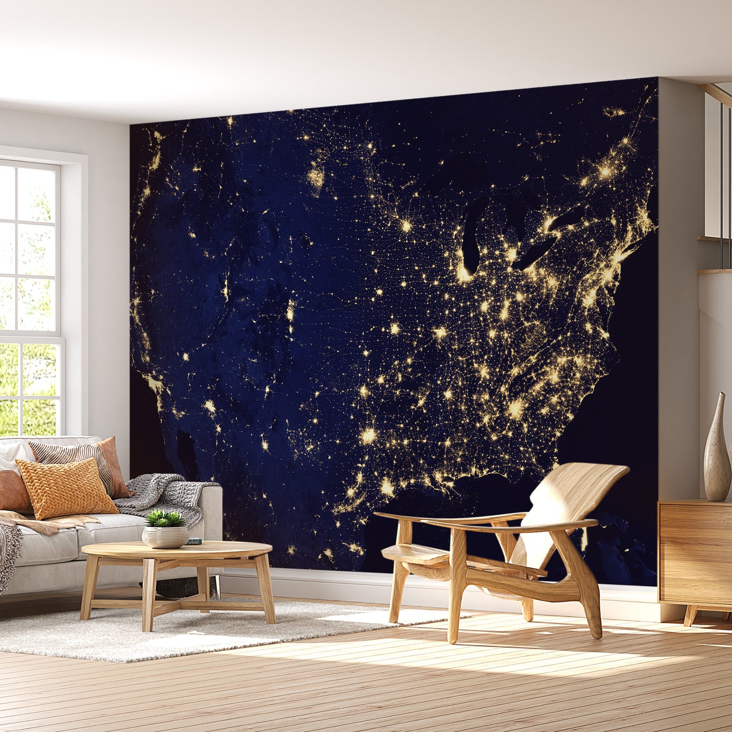 Space Wallpaper Wall Mural - United States From Space-Tiptophomedecor
