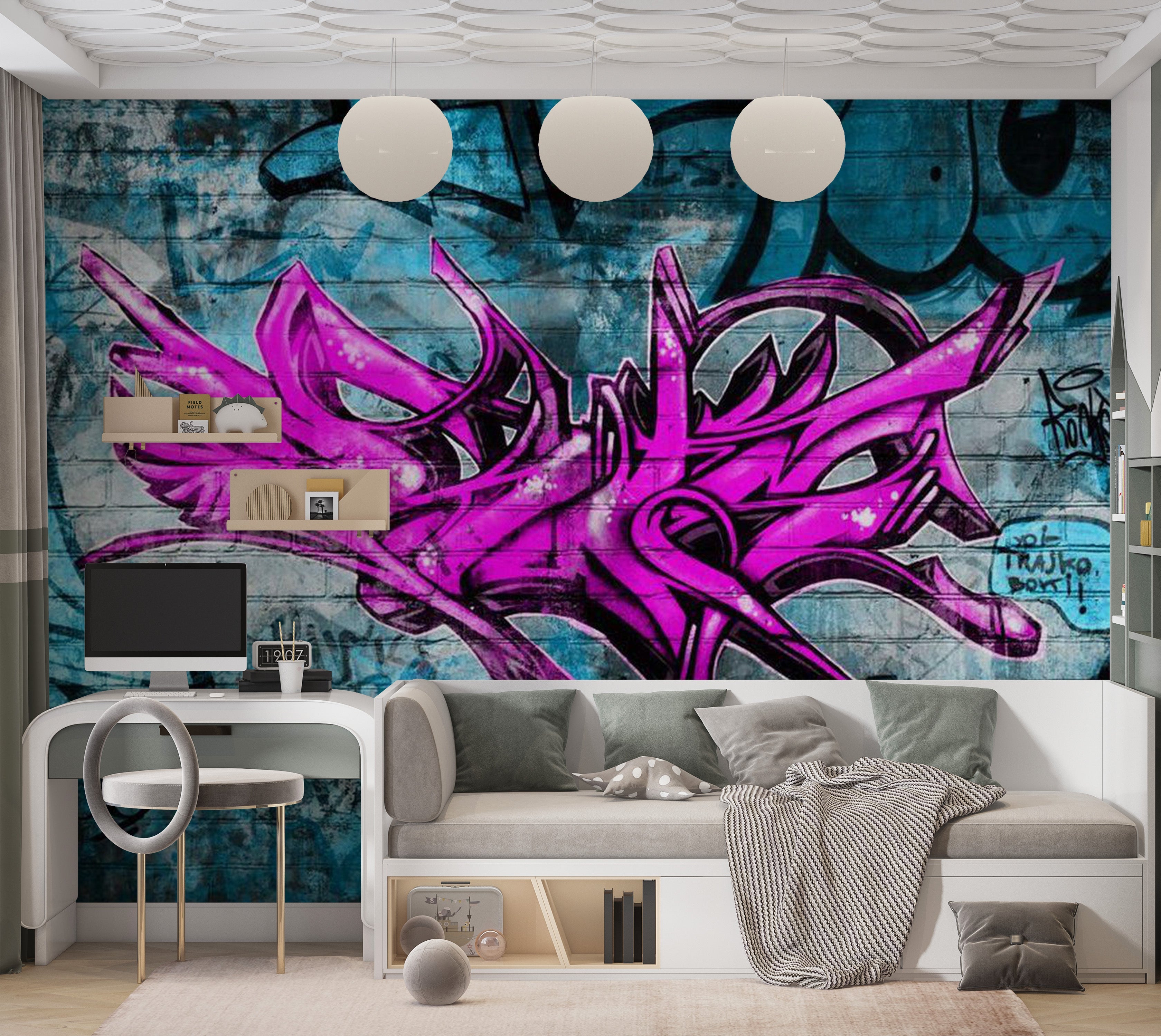 Street Art Wallpaper Wall Mural - Anonymous Graffiti 39"Wx27"H