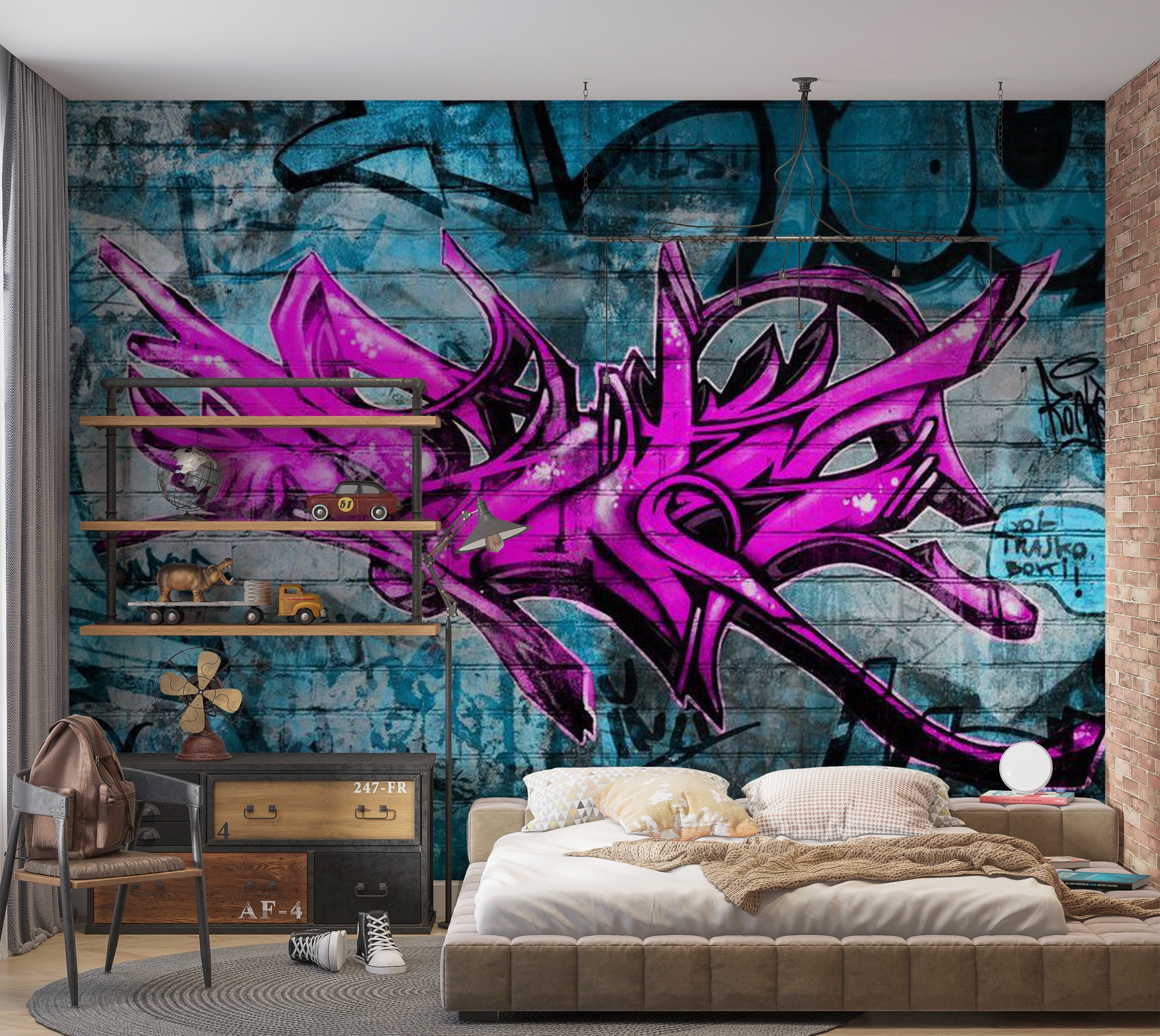 Street Art Wallpaper Wall Mural - Anonymous Graffiti 39"Wx27"H