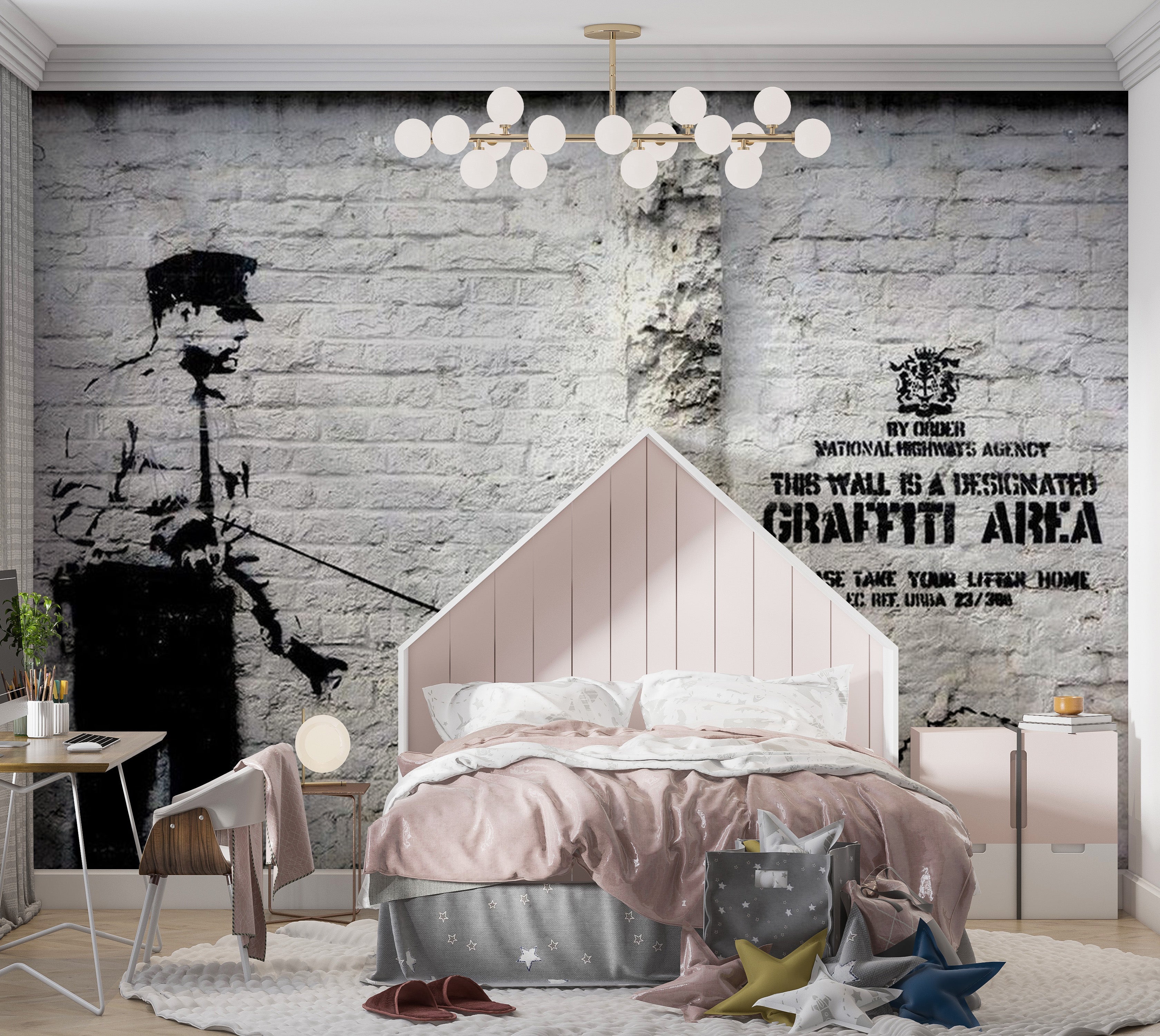 Street Art Wallpaper Wall Mural - Banksy Graffiti Area 39"Wx27"H