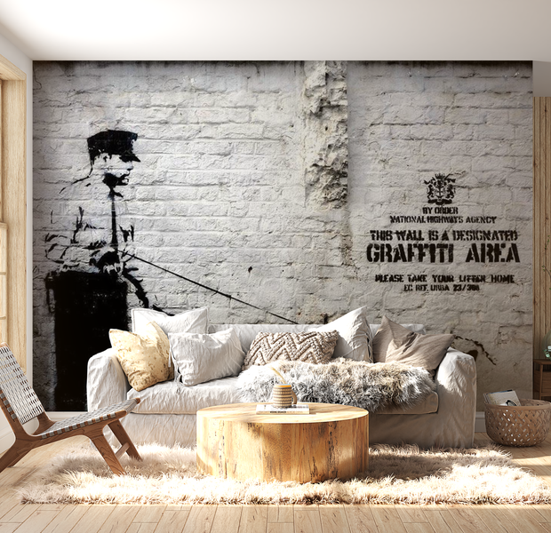 Street Art Wallpaper Wall Mural - Banksy Graffiti Area 39"Wx27"H