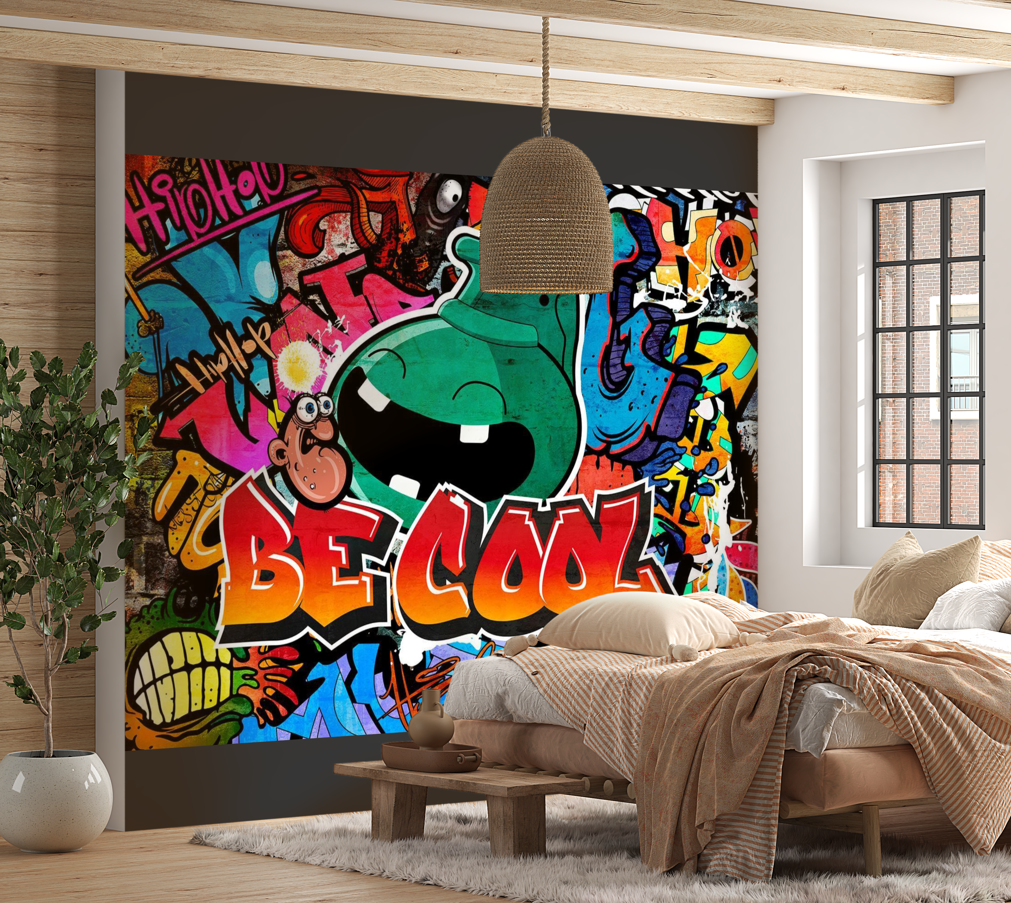 Street Art Wallpaper Wall Mural - Be Cool 39"Wx27"H