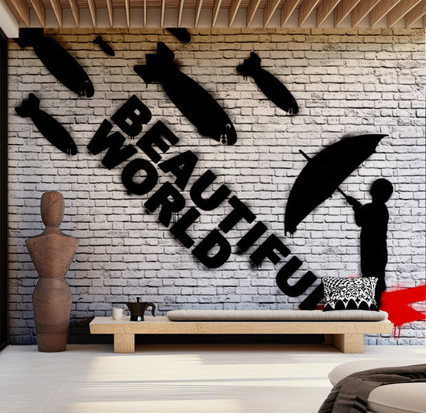Street Art Wallpaper Wall Mural - Beautiful World 118"Wx90"H