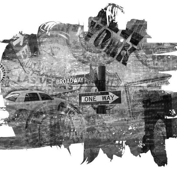 Wallpaper Wall Mural - Black & White New York Collage
