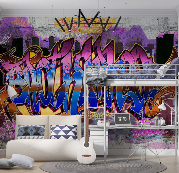 Street Art Wallpaper Wall Mural - Brotherhood Street Spirit 39"Wx27"H