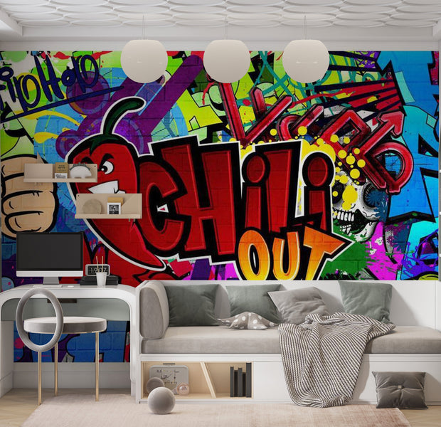 Street Art Wallpaper Wall Mural - Chili Out 39"Wx27"H