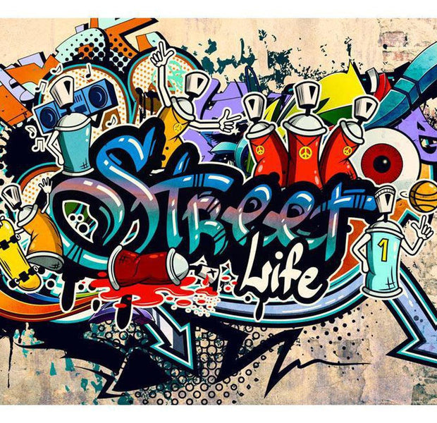 Street Art Wallpaper Wall Mural - City Street Life