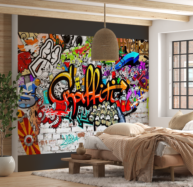 Street Art Wallpaper Wall Mural - Colorful Graffiti 39"Wx27"H